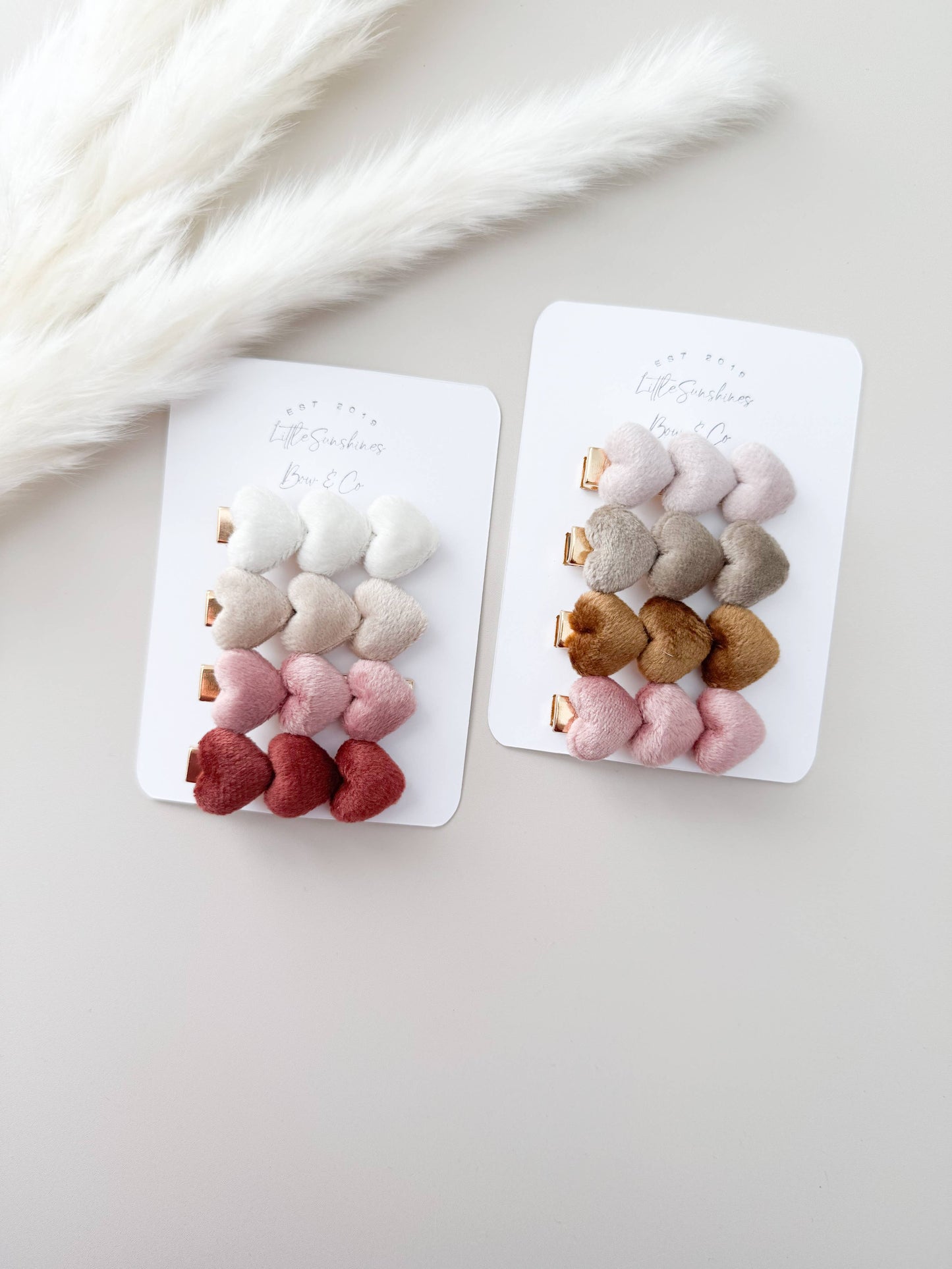 Little Sunshines Bow & Co - Velvet Heart Hair Clip Sets- Sets of 4