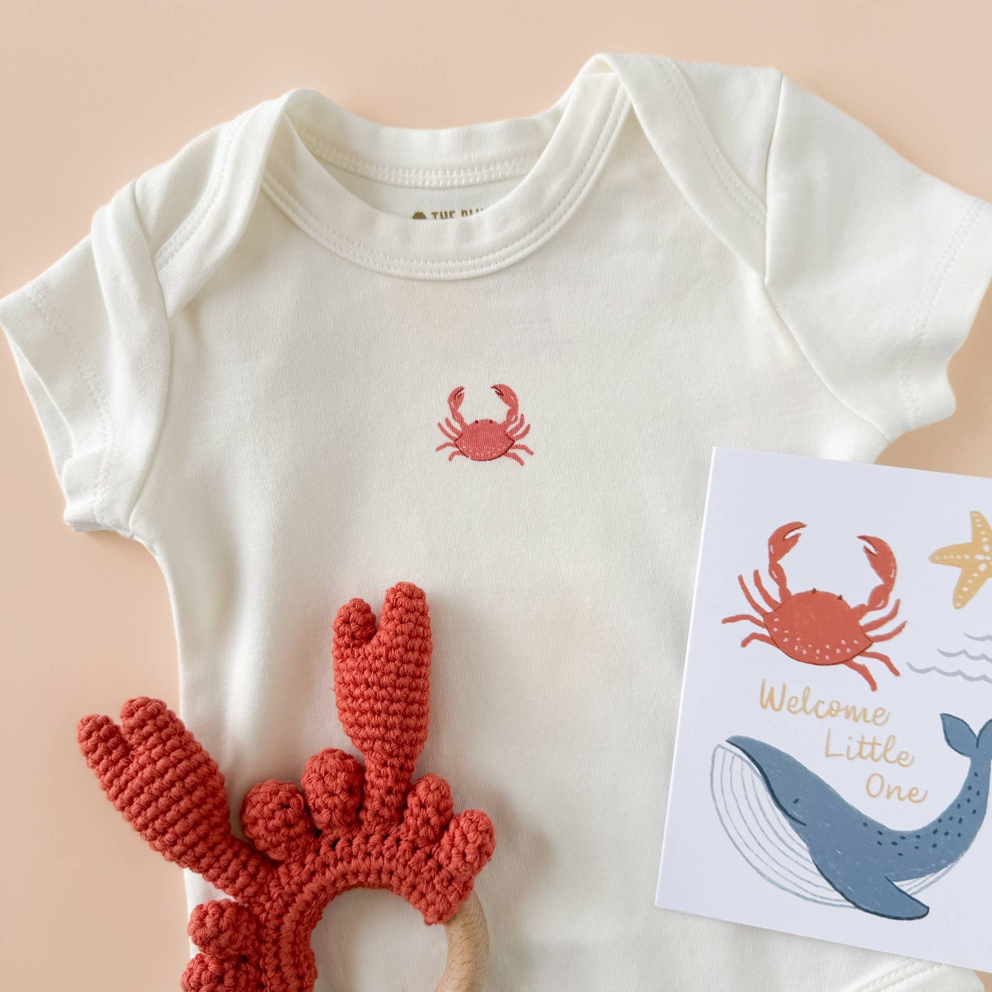 The Blueberry Hill - Teether Crab Crocheted Cotton Baby Gift Spring Summer Beach