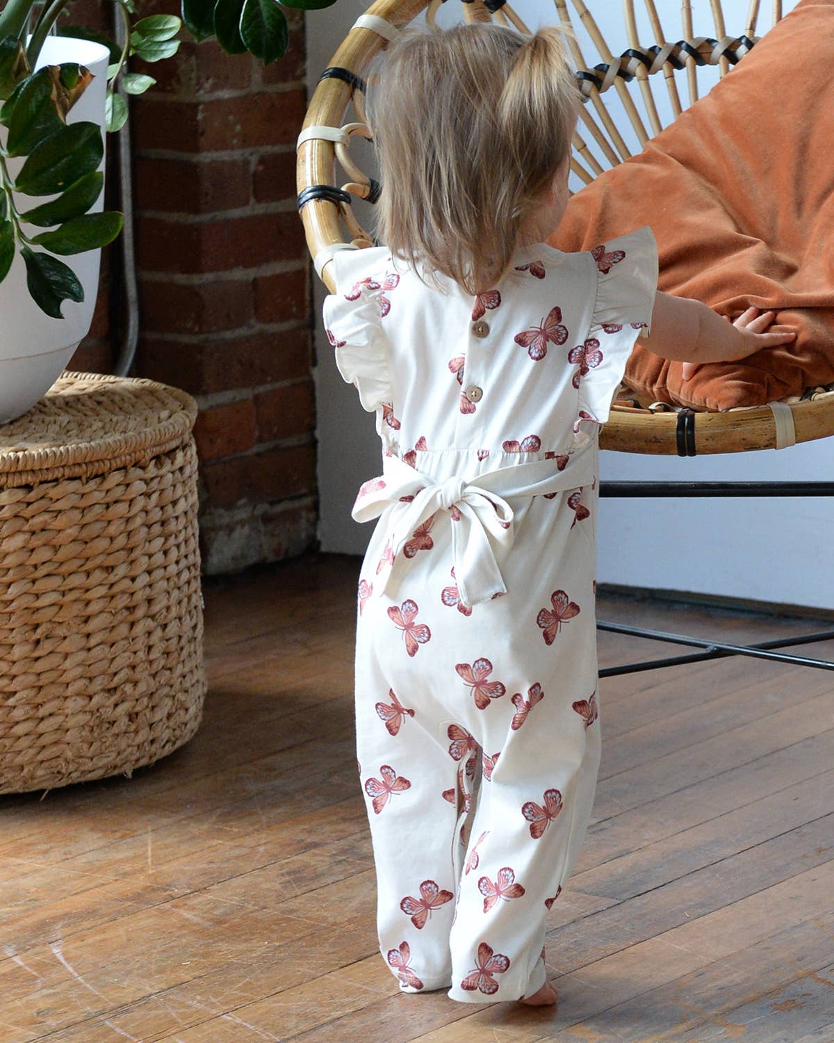 City Mouse Studio - Baby Spring Flutter Long Romper- Butterflies
