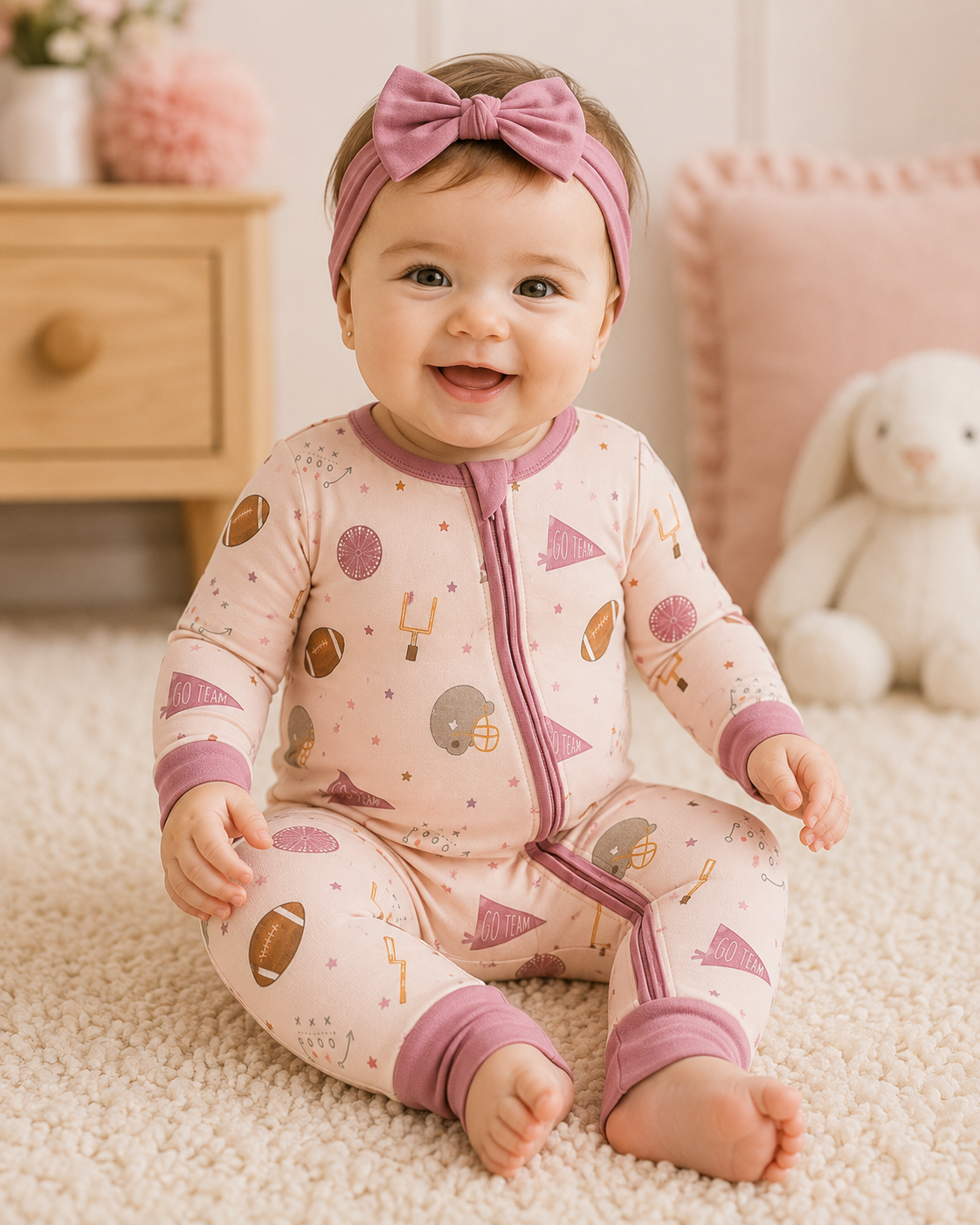 The Honey and Bro Co. - Pink Pep Rally Zinza™ Convertible Zippy Pajama