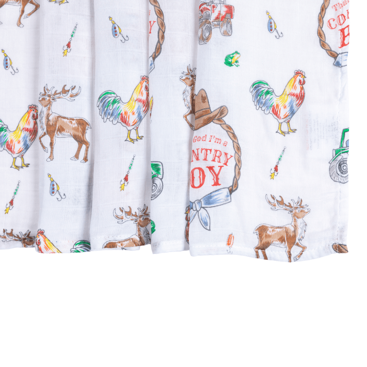 Little Hometown - Country Boy Muslin Swaddle Receiving Blanket Soft Bamboo Cotton Blend