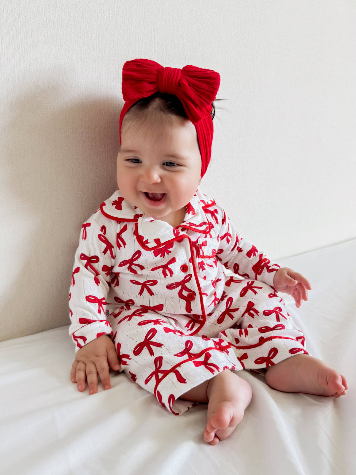 SIIX Collection - Red Bows / Organic Pointelle Lounge Set