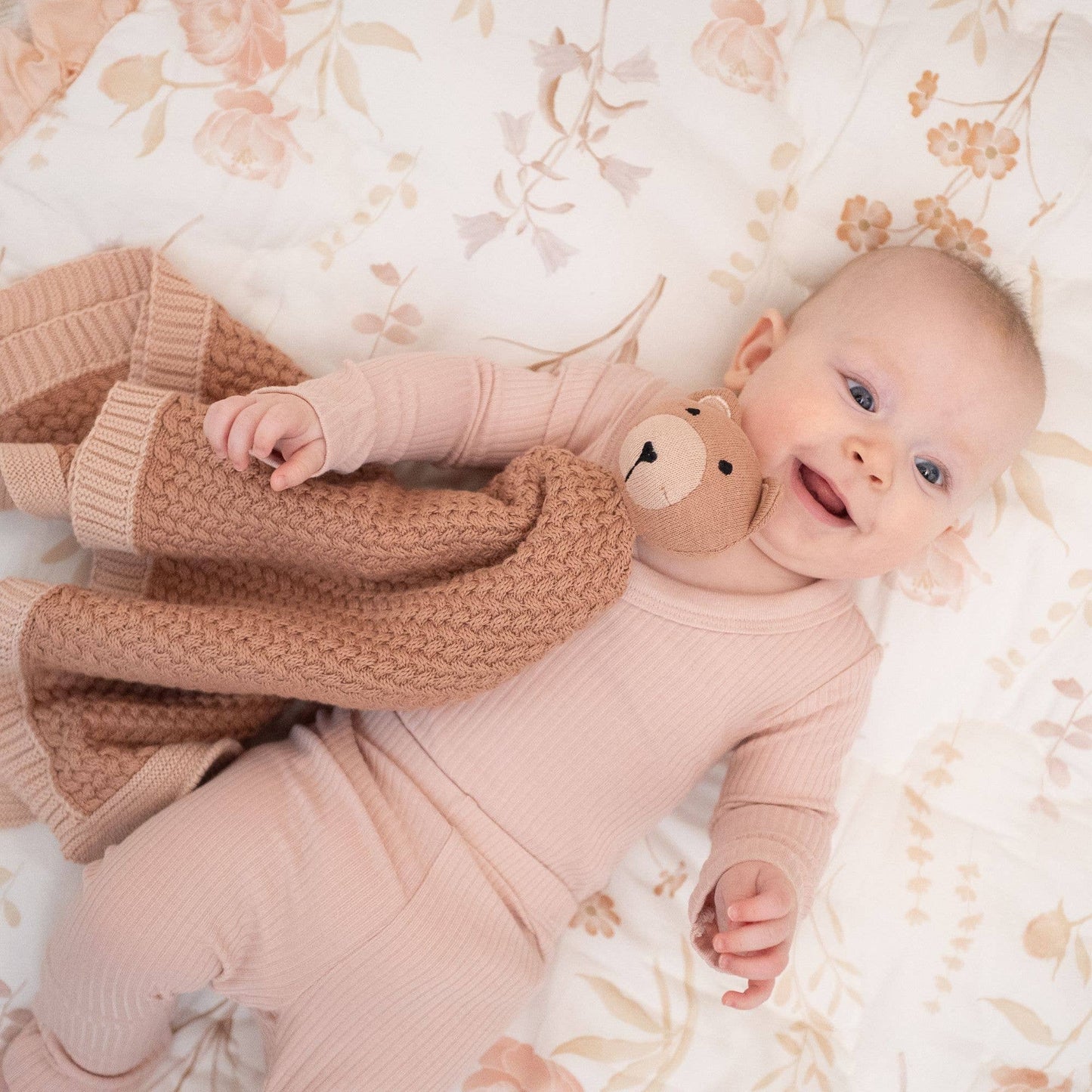 Crane Baby - Violet Knitted Teddy Bear Lovie Blanket