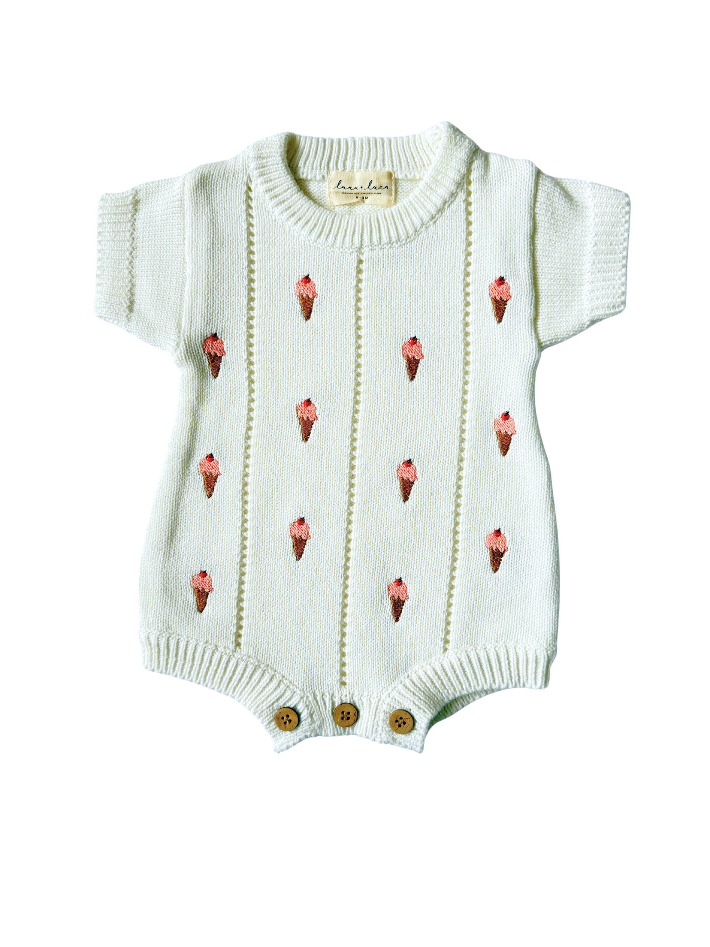 Luna + Luca - Ice Cream Embroidered Romper