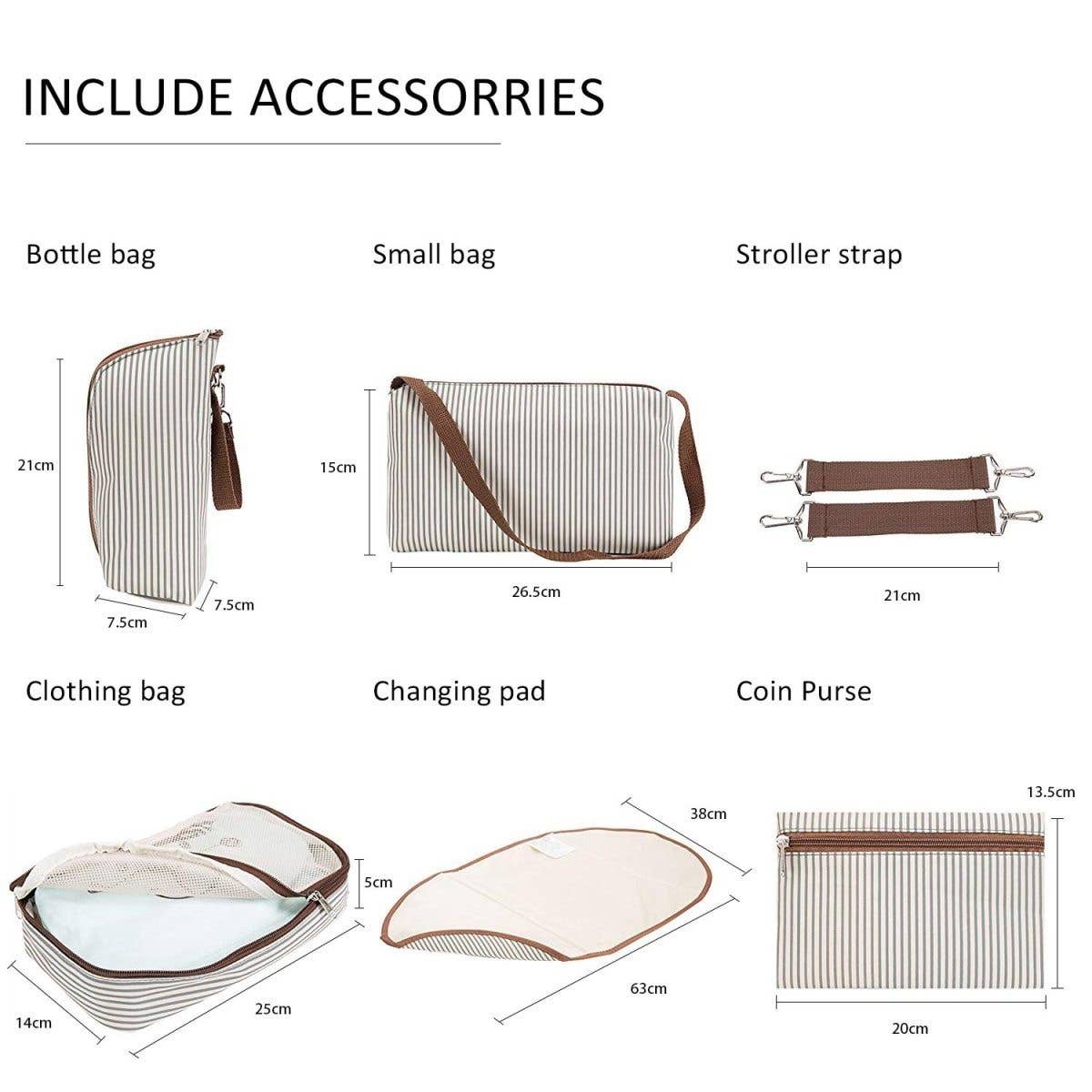 shoplittleswan - Deluxe Diaper Bag 7 Pieces Set