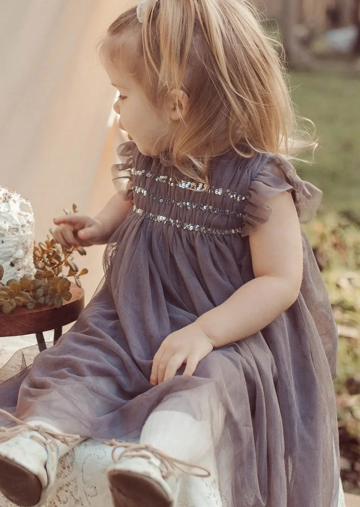 Le Petit Lapin - Scarlett | Organic Cotton Tulle Dress | Slate