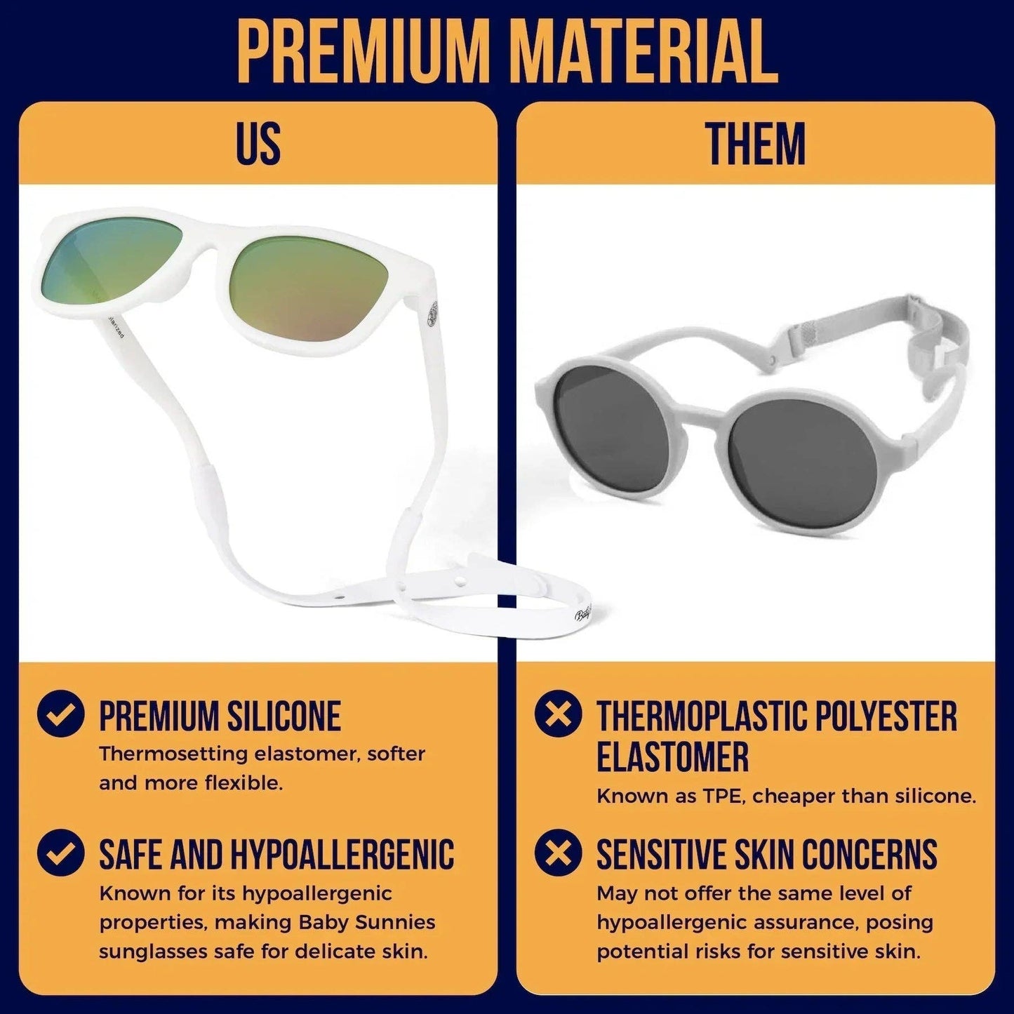 Baby Sunnies - White Polarized Baby Sunglasses with Strap 0-24 Months