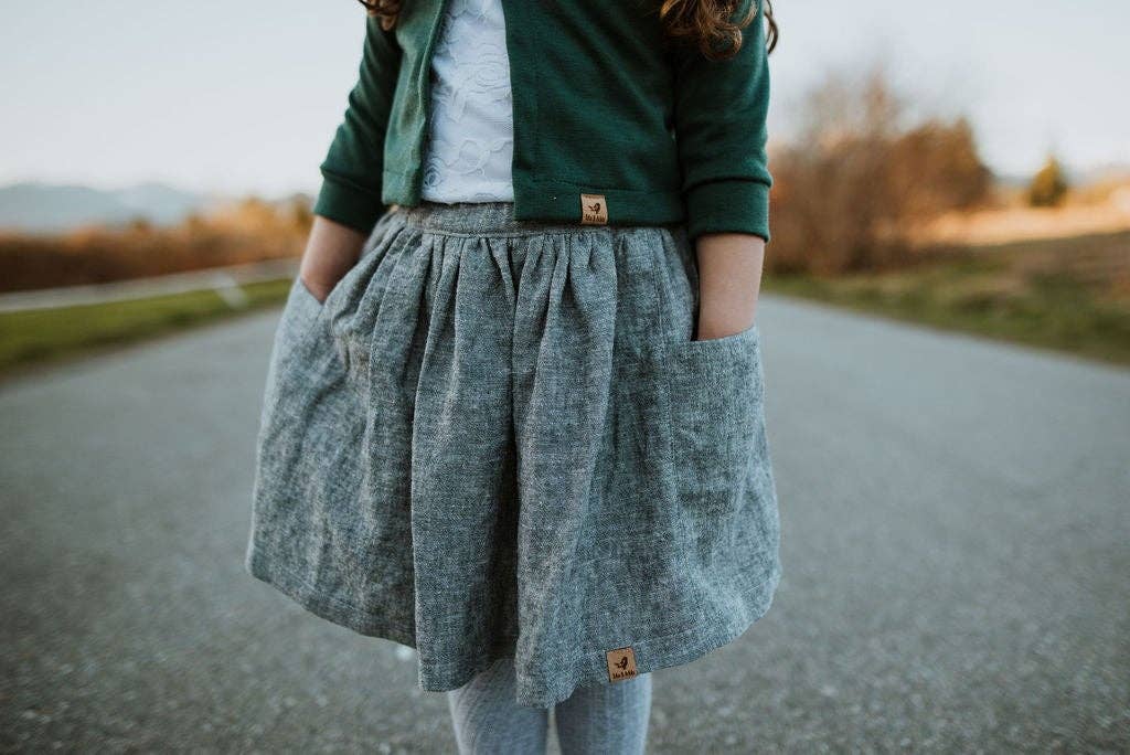 Tate & Adele - Rory Skirt with large side seam pockets and elastic waist