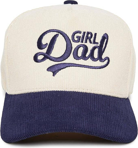 Funky Junque - Two Tone Corduroy Hat - Girl Dad - Navy/Beige