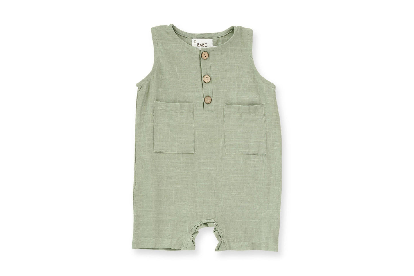 Babe Basics - Green Crop Linen Romper