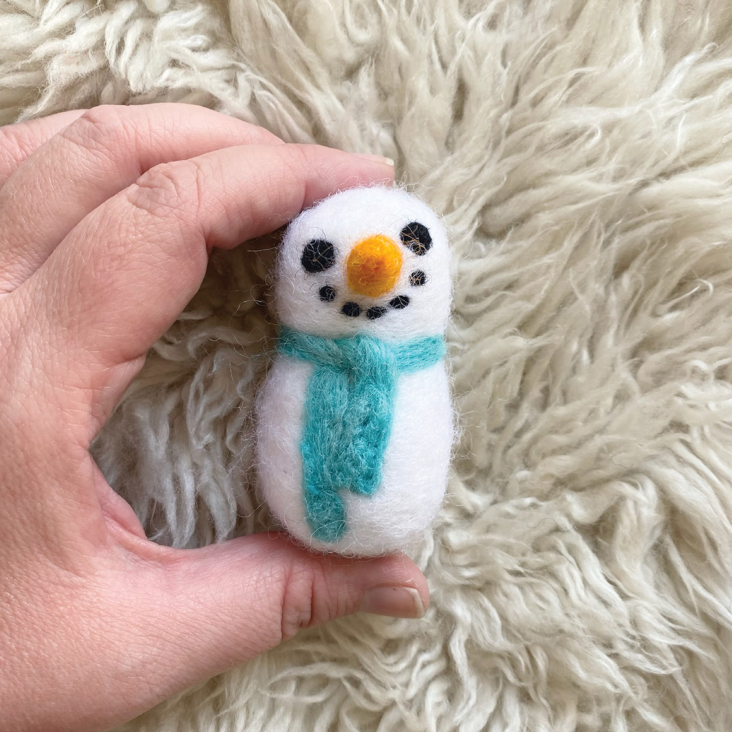Sheep Farm Felt - One Felt Snowman with Blue Scarf