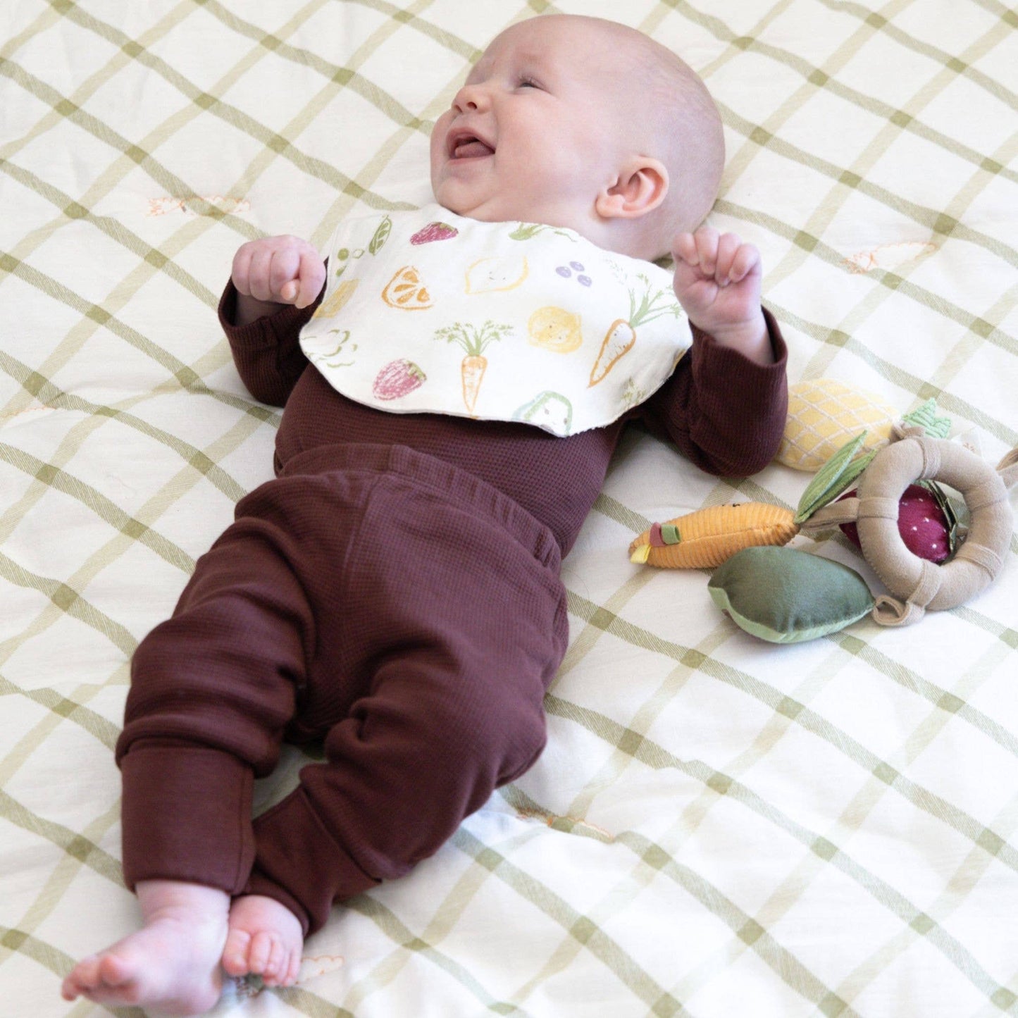 Crane Baby - Clementine Fruits & Veggies Cotton Quilted Blanket