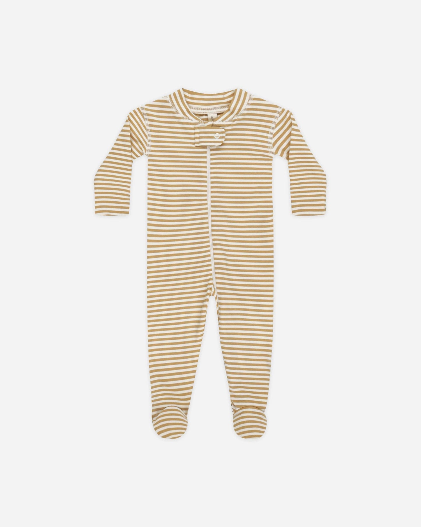 Quincy Mae - Zip Longsleeve Sleeper Footie || Honey Stripe