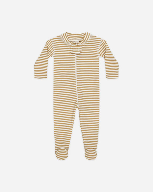 Quincy Mae - Zip Longsleeve Sleeper Footie || Honey Stripe