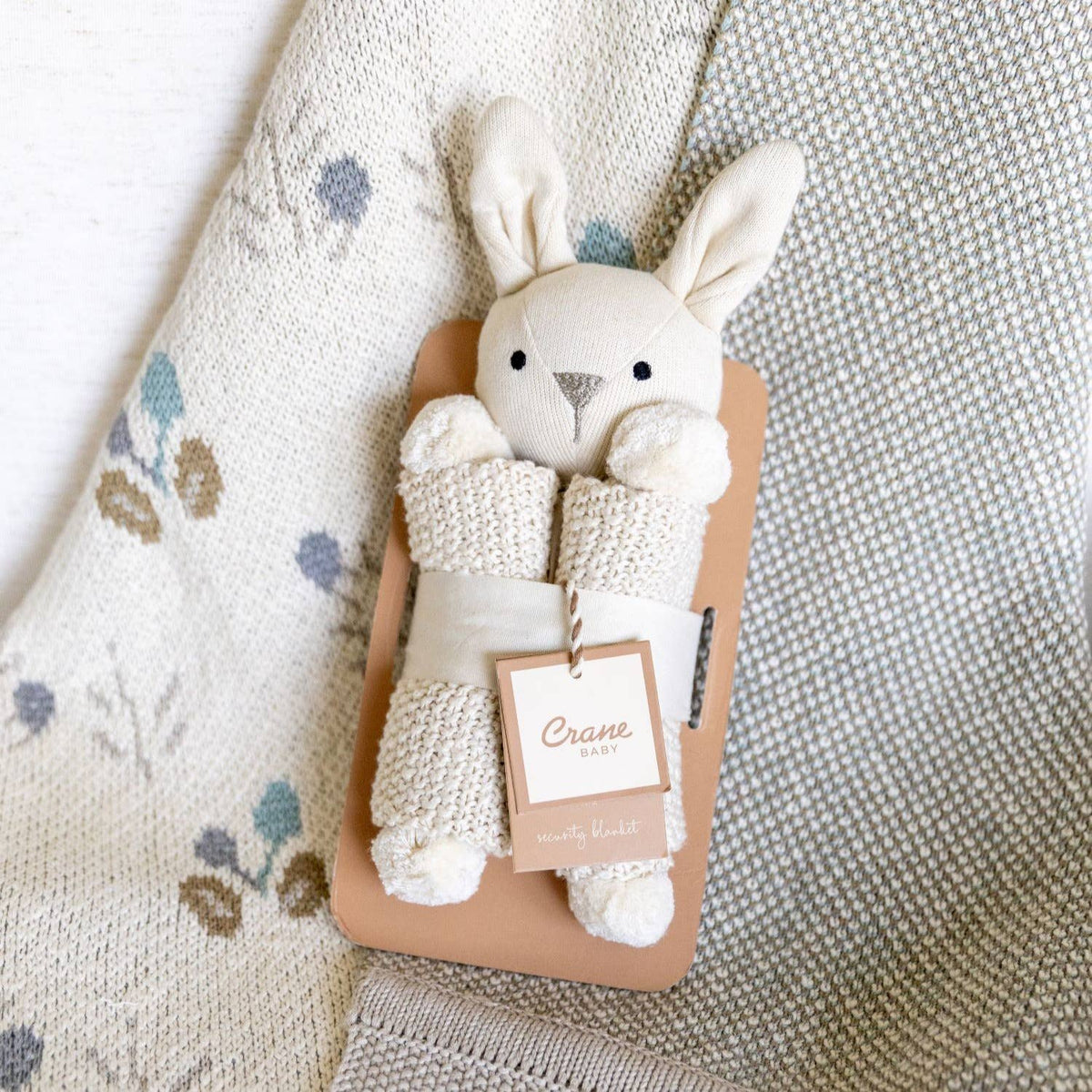 Crane Baby - Avery Organic Baby Lovey Blanket (Ollie The Bunny)