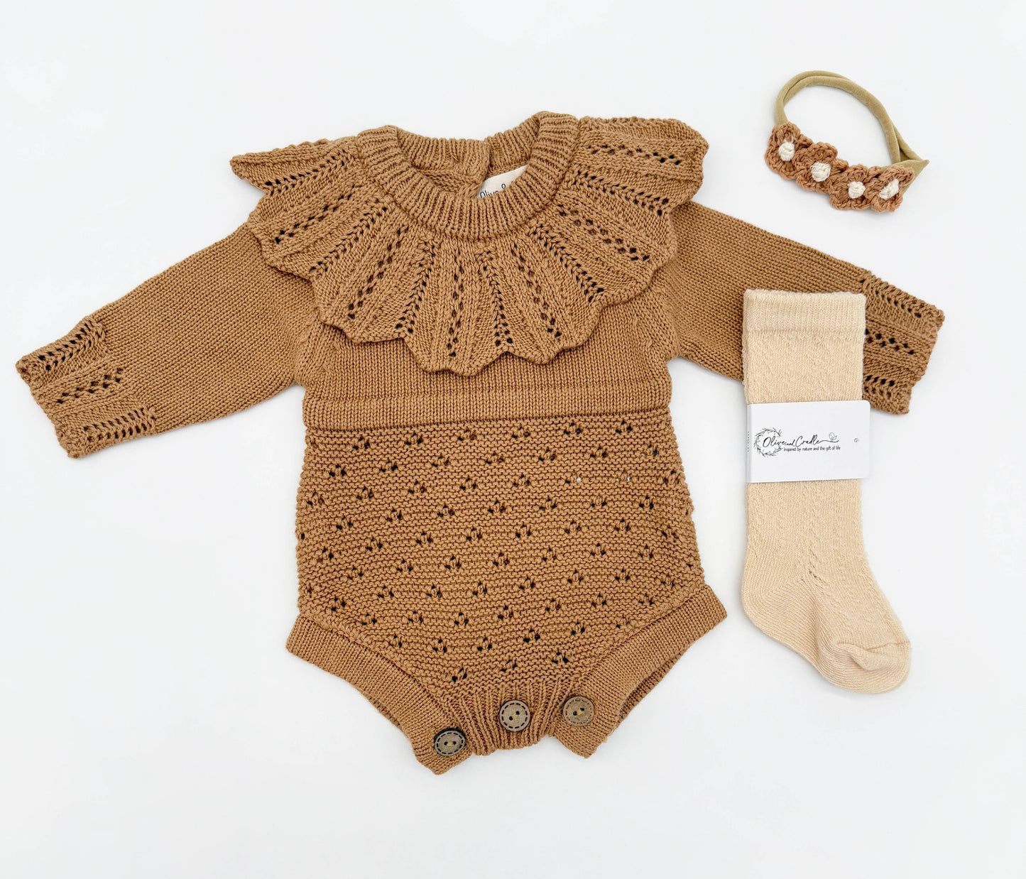 OLIVE & CRADLE - Tan Zori Romper