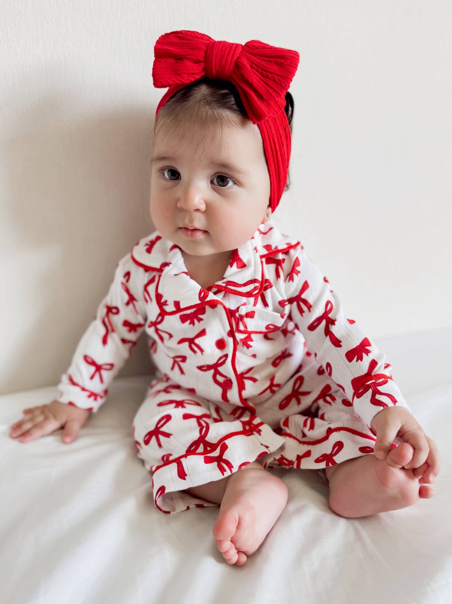 SIIX Collection - Red Bows / Organic Pointelle Lounge Set