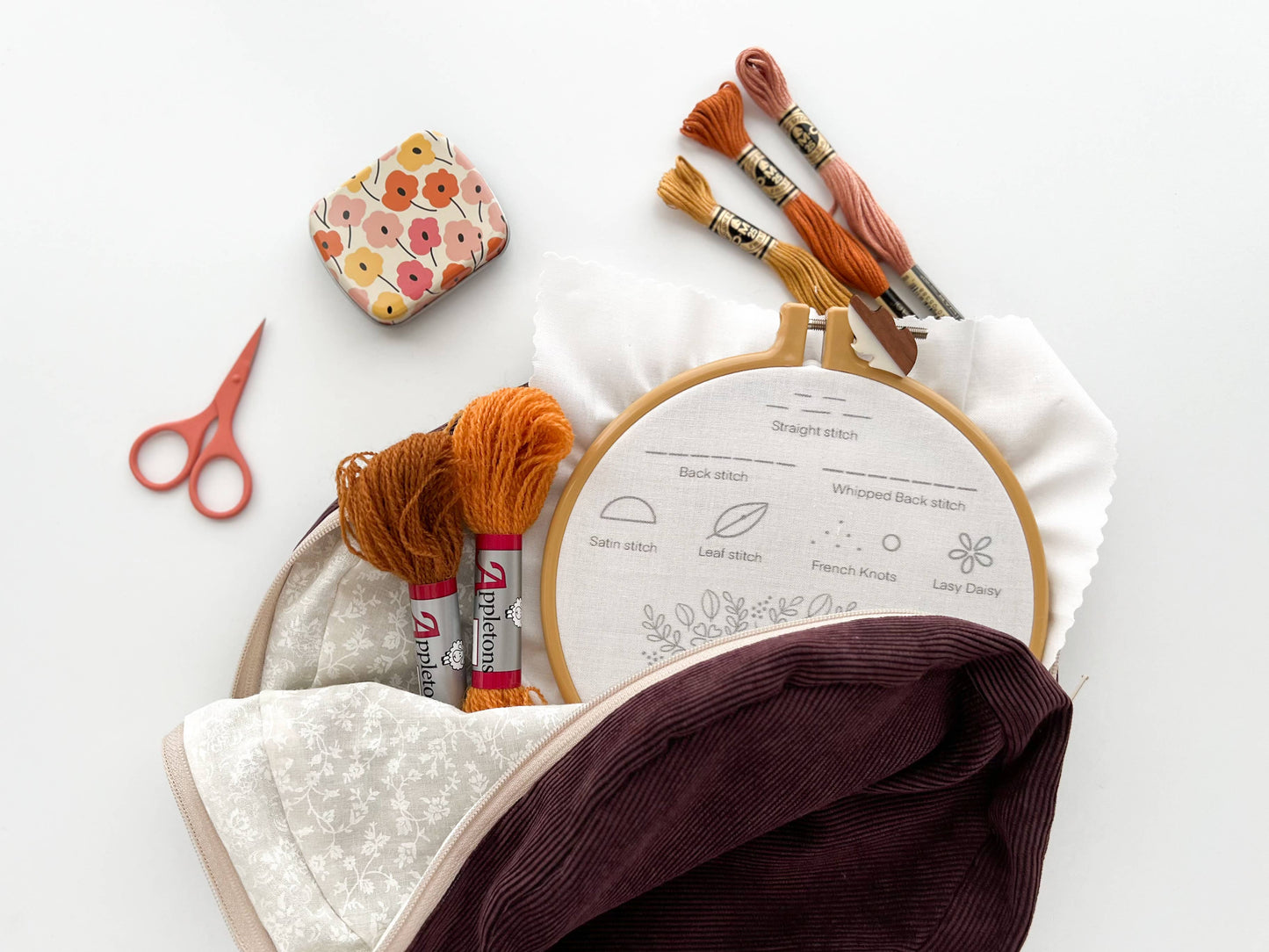 Matryoshka Doll Shop - Magnetic needle tin, floral needle case, needle keeper