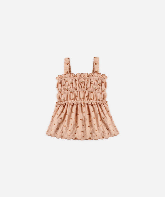 Rylee + Cru - Smocked Tank Cherry Embroidery
