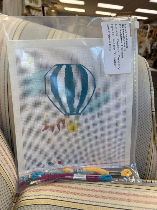 Marie Claire Custom Hand-Painted Needlepoint Canvas Kit - Hot Air Balloon
