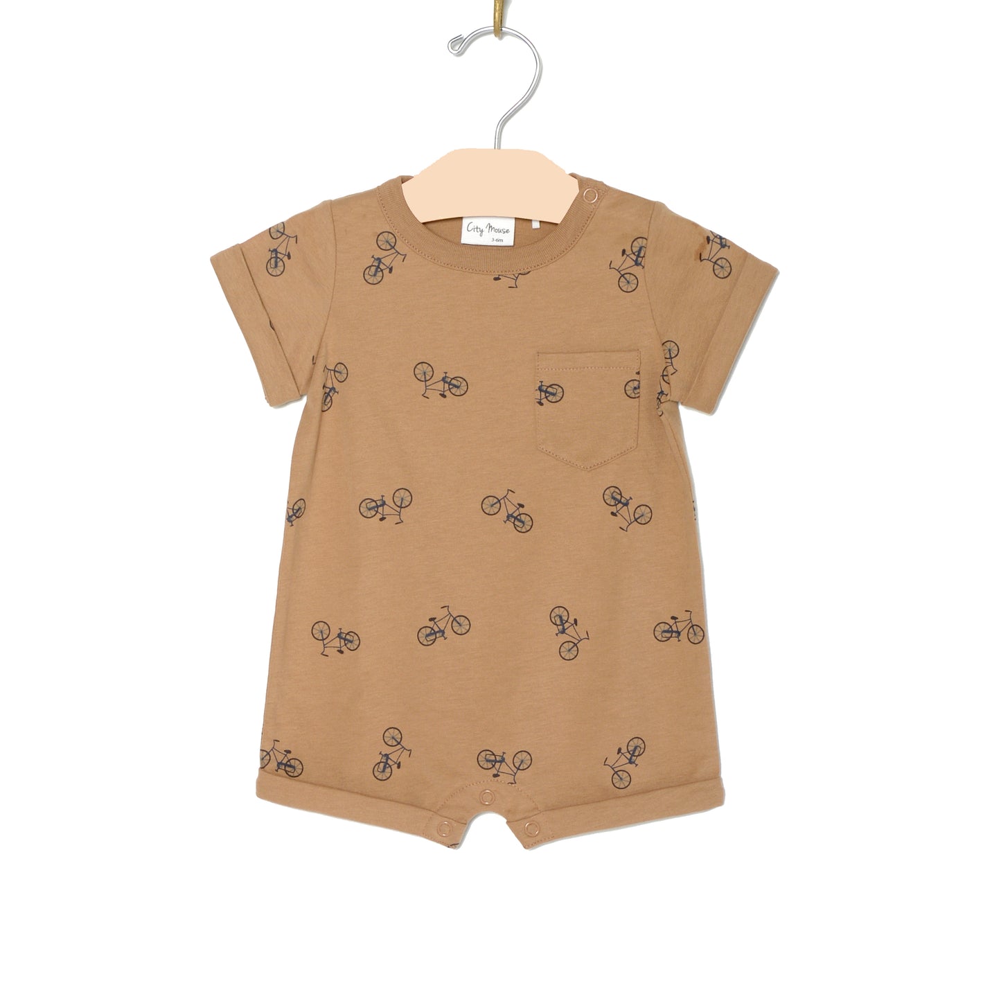 City Mouse Studio- Short Sleeve Romper Combed Jersey- Bikes