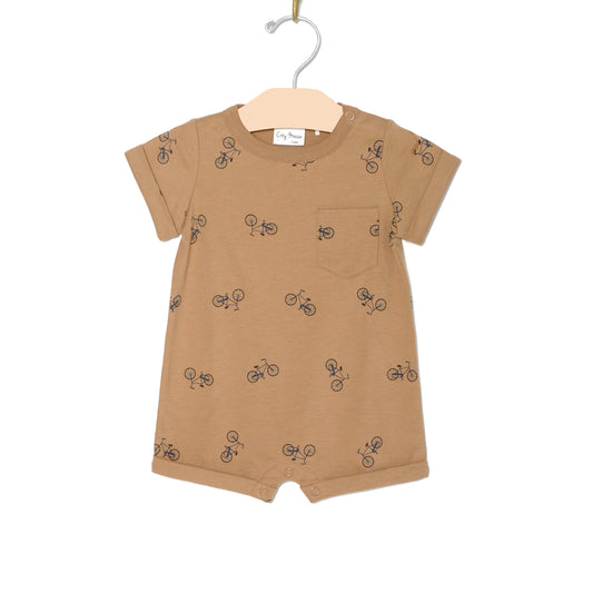 City Mouse Studio- Short Sleeve Romper Combed Jersey- Bikes