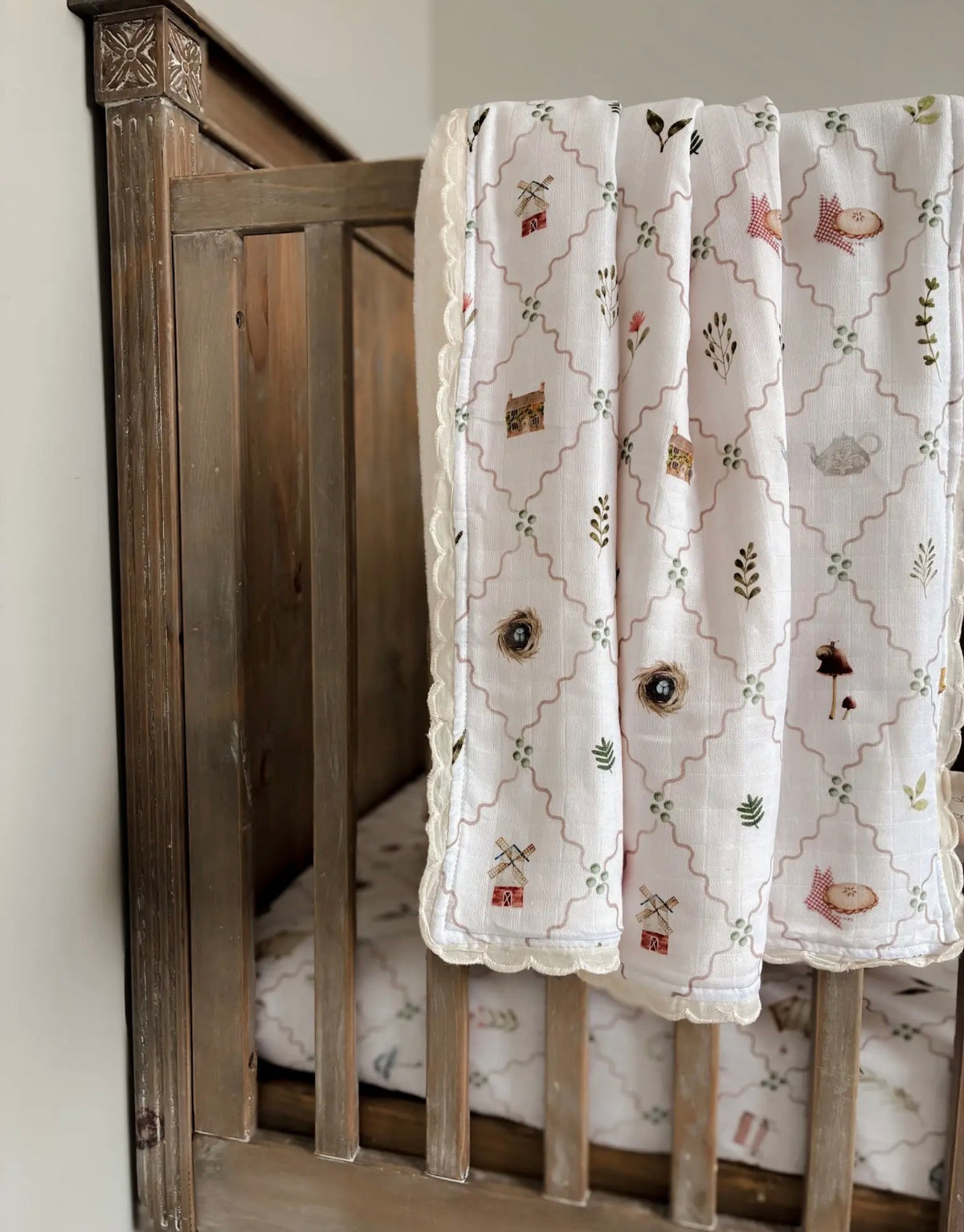 Pop Ya Tot - Cottage Picnic Fur Lined Cot Blanket