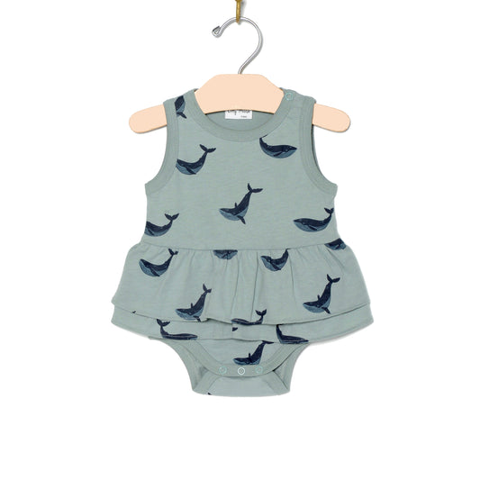 City Mouse Studio- Skirted Bodysuit Combed Jersey- Blue Whale