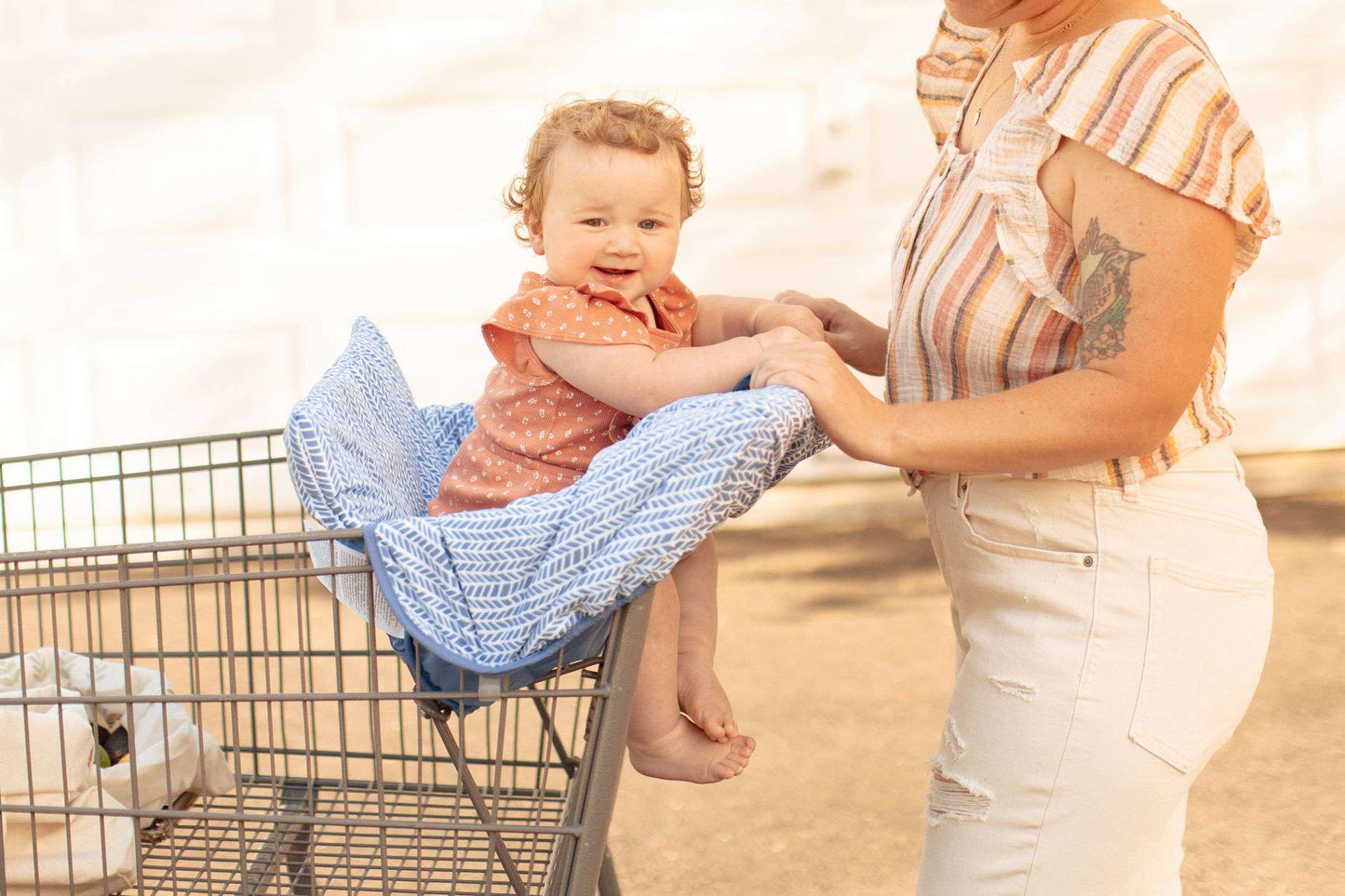 Baby Shopping Cart Cover | Blue Little Arrows Design - online purchase only