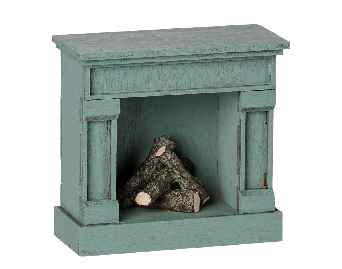 Maileg - Fireplace, Mouse - Blue