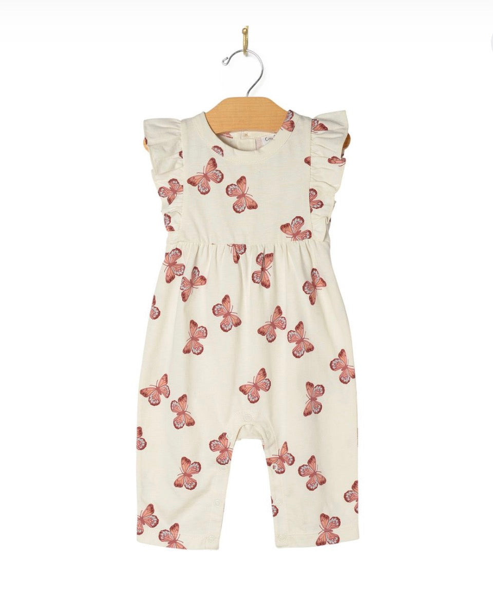 City Mouse Studio - Flutter Long Romper - Butterflies