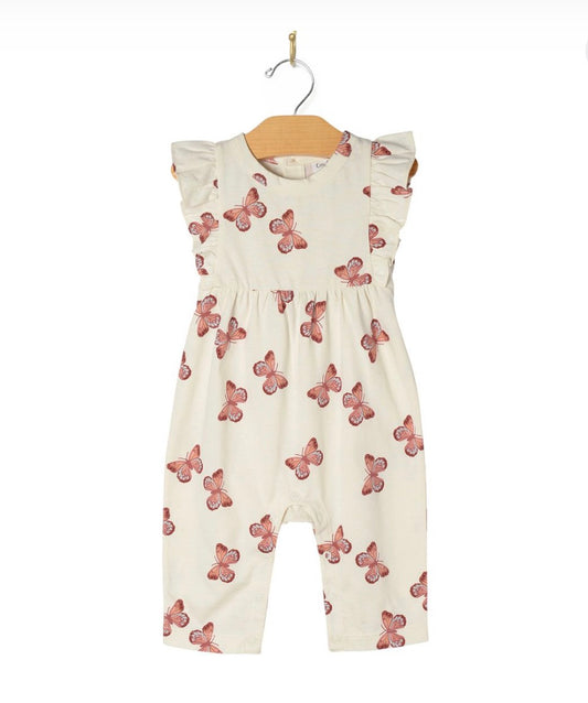City Mouse Studio - Flutter Long Romper - Butterflies