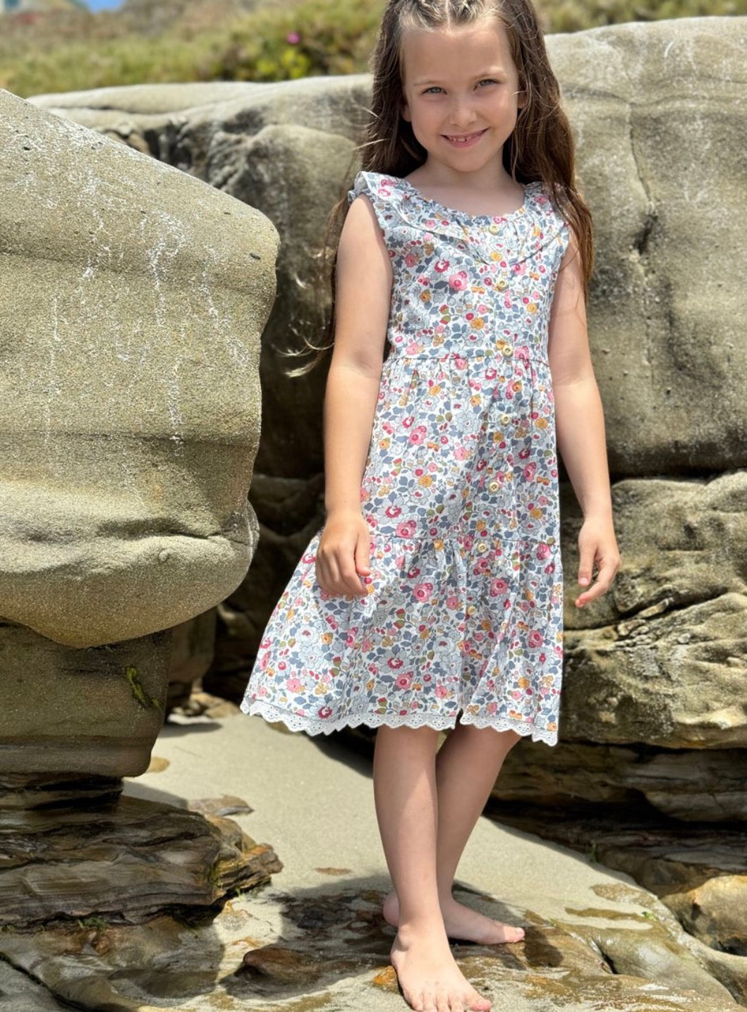 Vignette - Willa Dress - Blue Retro Floral