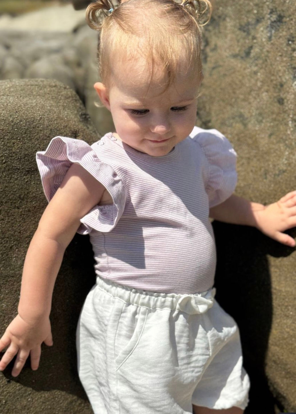 Vignette - Lavender Wren Flutter Sleeve Onesie