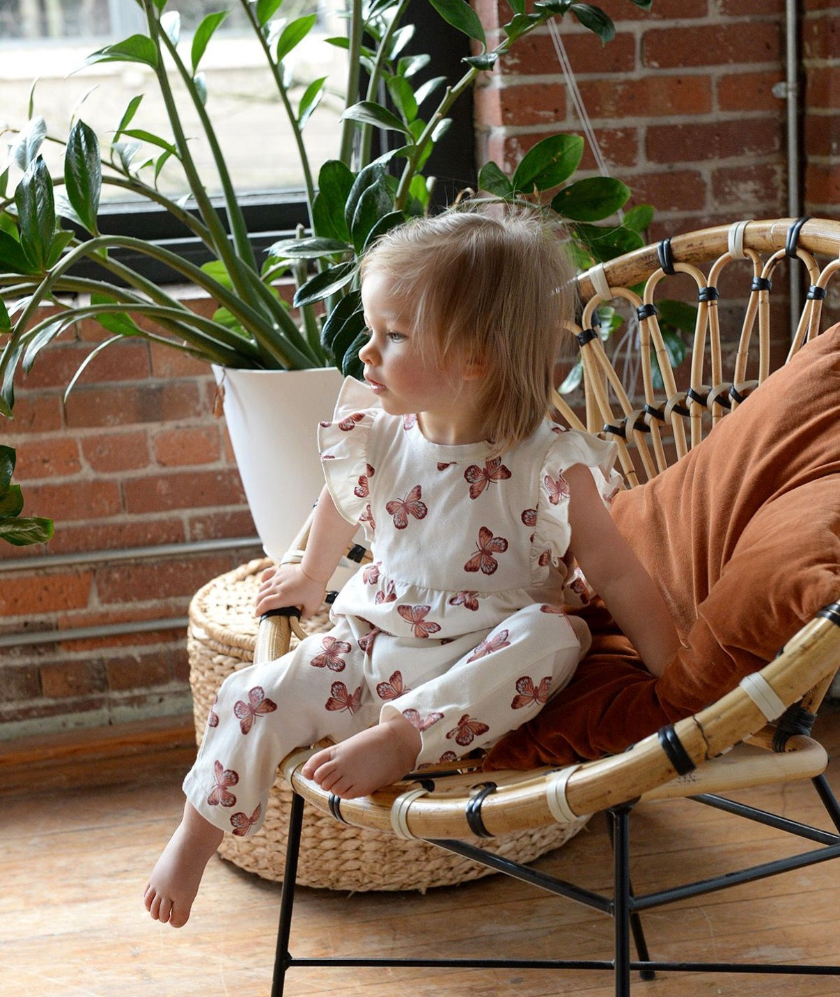 City Mouse Studio - Flutter Long Romper - Butterflies