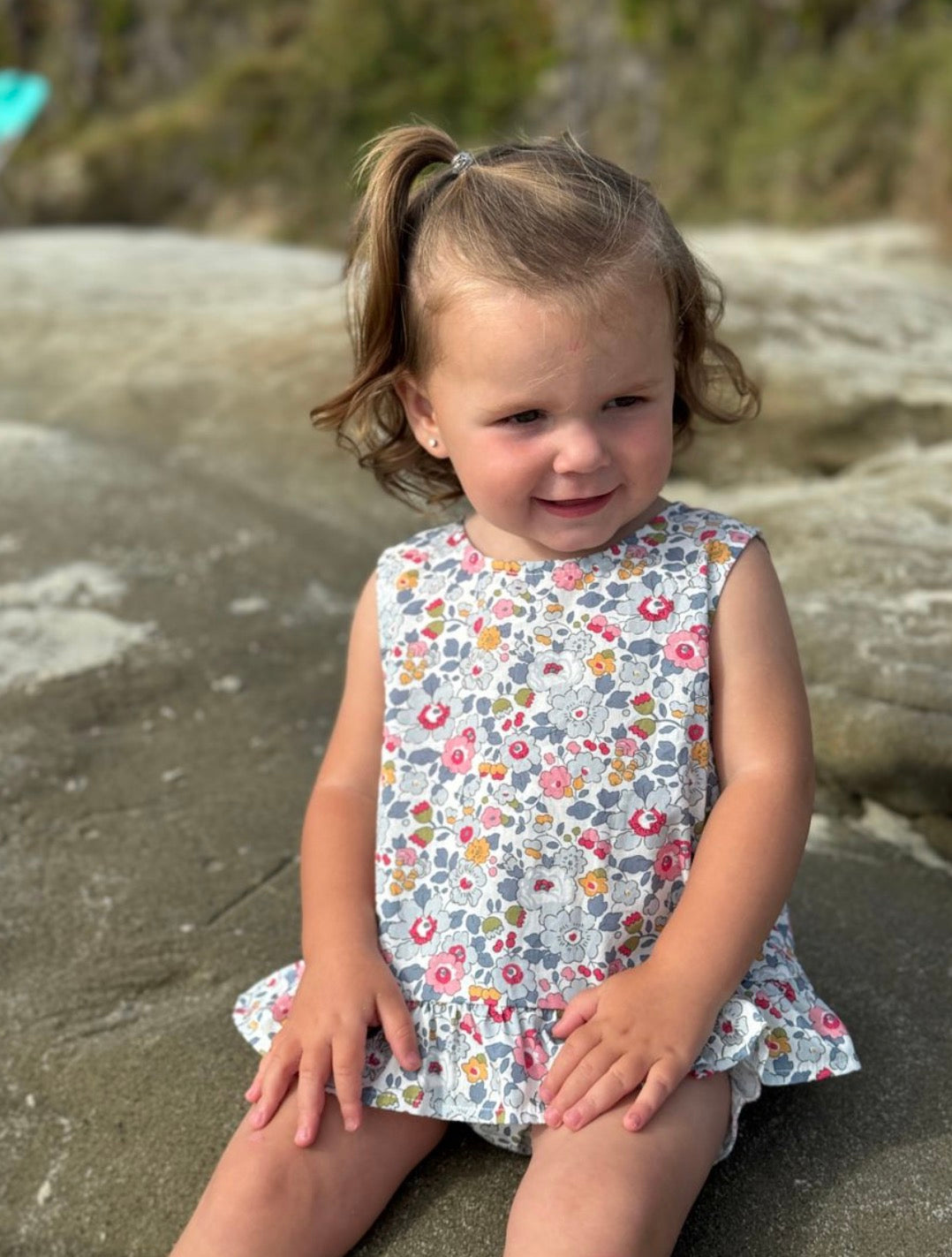 Vignette - Aria Romper Set - Blue Retro Floral