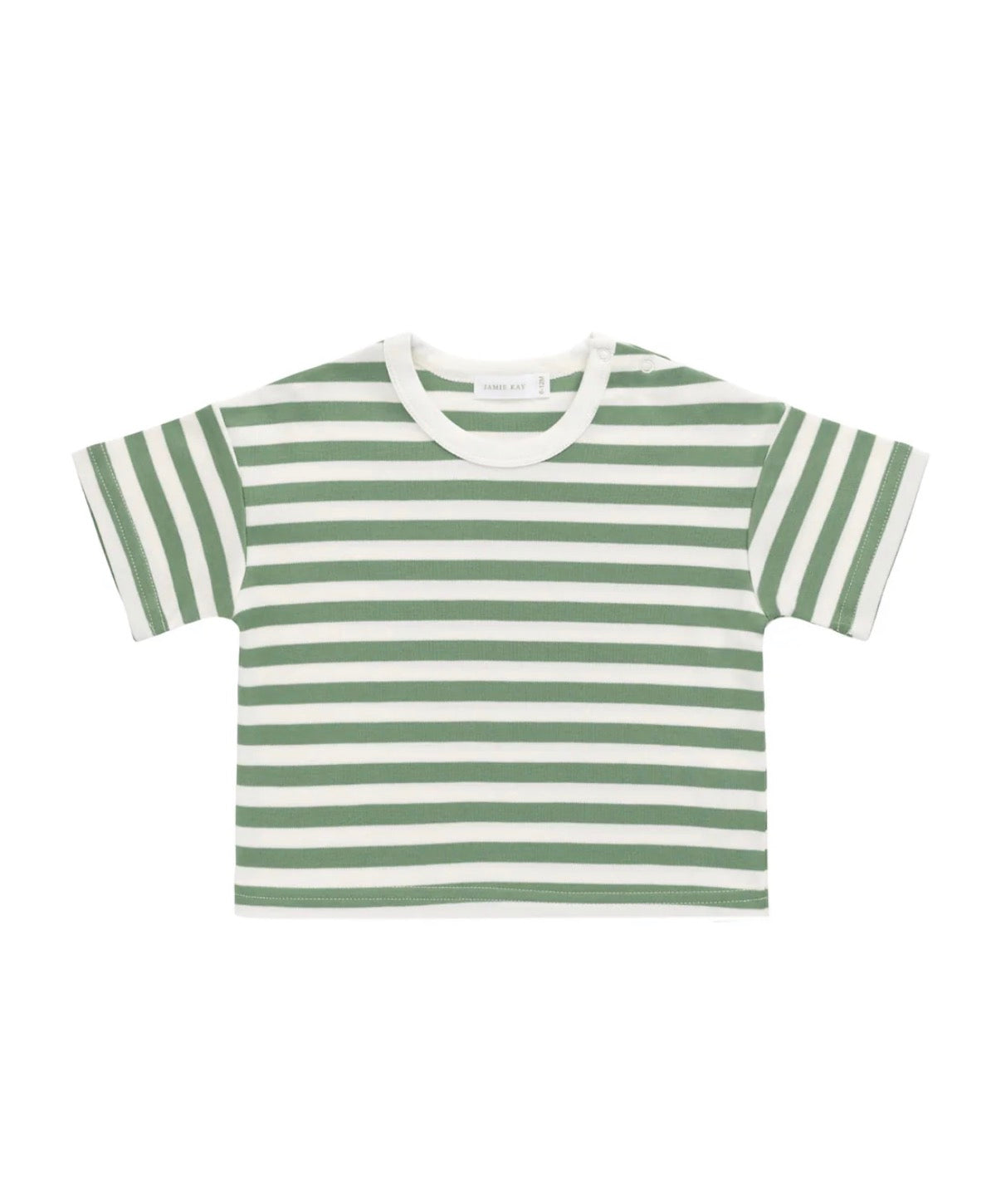Jamie Kay - Pima Cotton Wesley Tee - Essential Stripe Parchment/Snow Pea