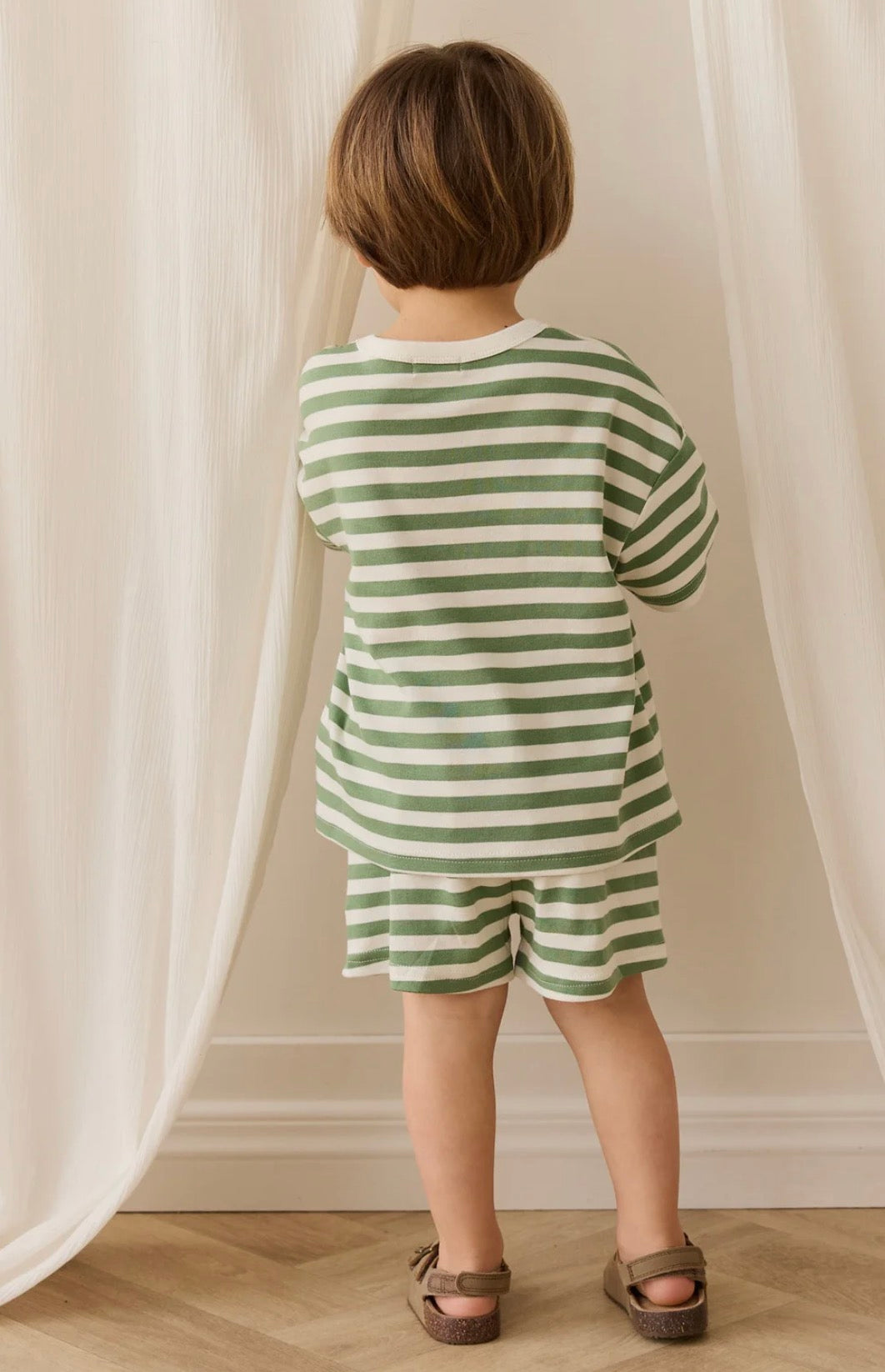 Jamie Kay - Pima Cotton Wesley Tee - Essential Stripe Parchment/Snow Pea