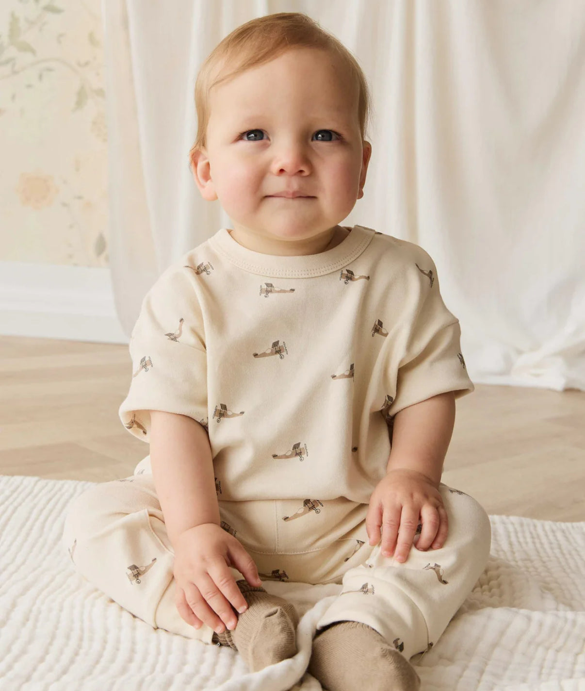 Jamie Kay - Pima Cotton Wesley Pant - Fly High Vanilla Cream