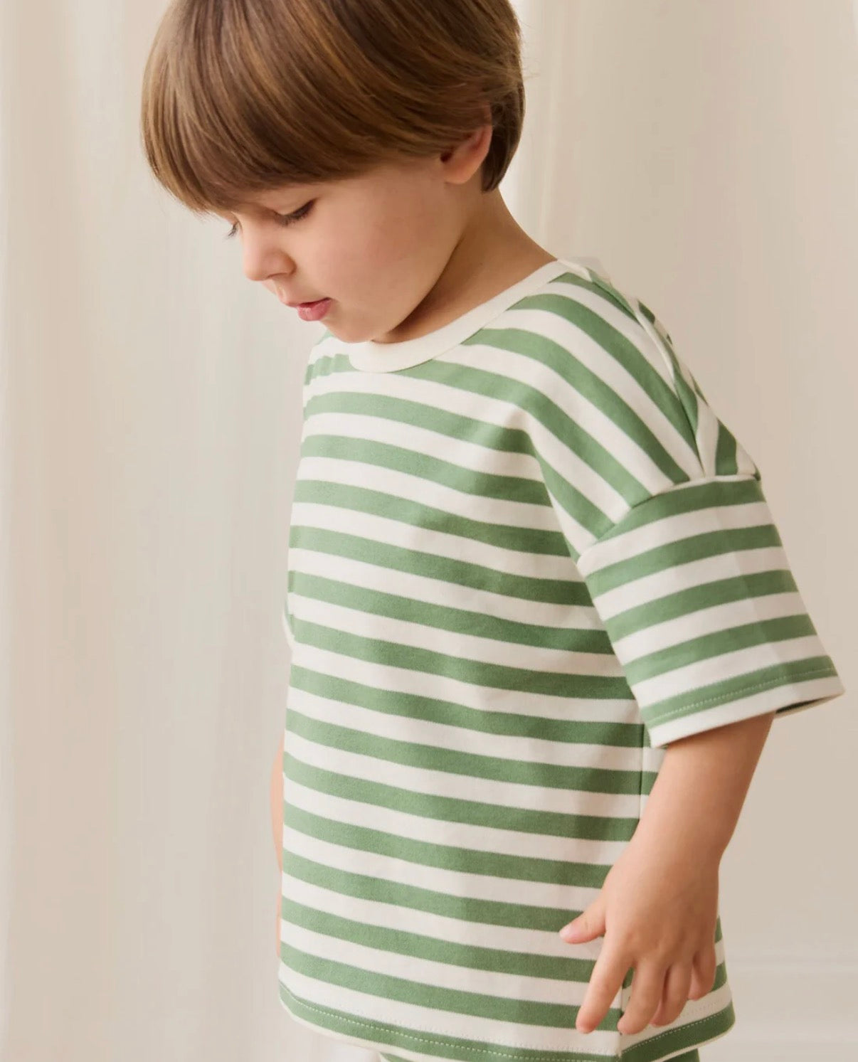 Jamie Kay - Pima Cotton Wesley Tee - Essential Stripe Parchment/Snow Pea