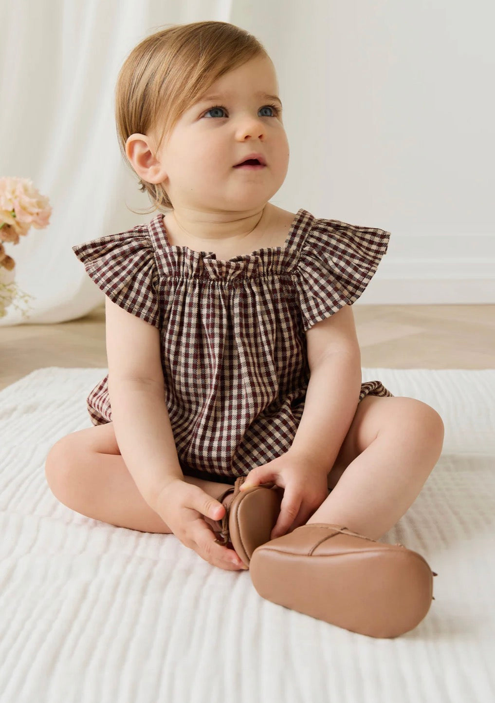 Jamie Kay - Organic Cotton Harriette Playsuit - Cinnamon Gingham