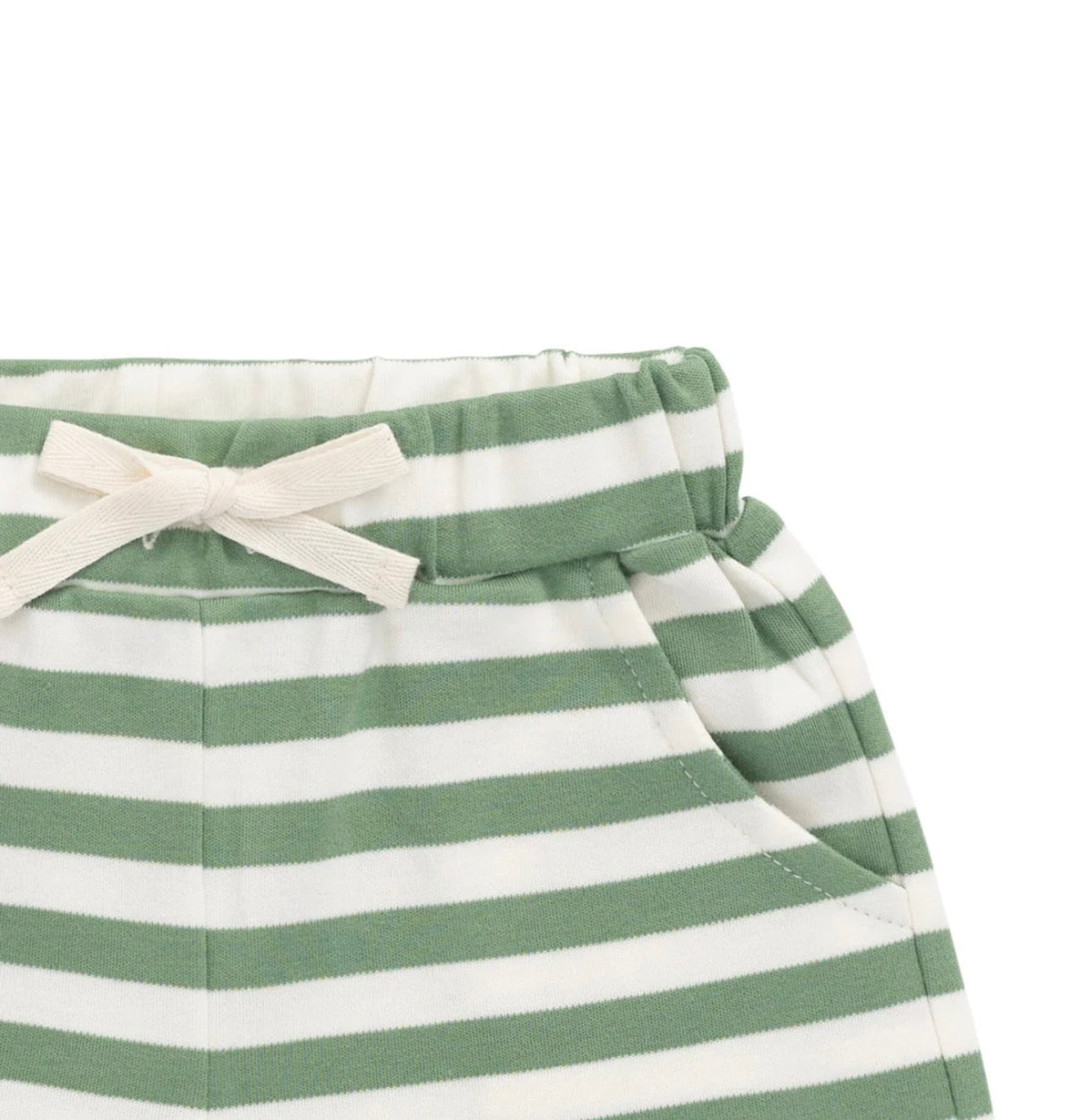 Jamie Kay - Pima Cotton Wesley Short - Essential Stripe Parchment/Snow Pea
