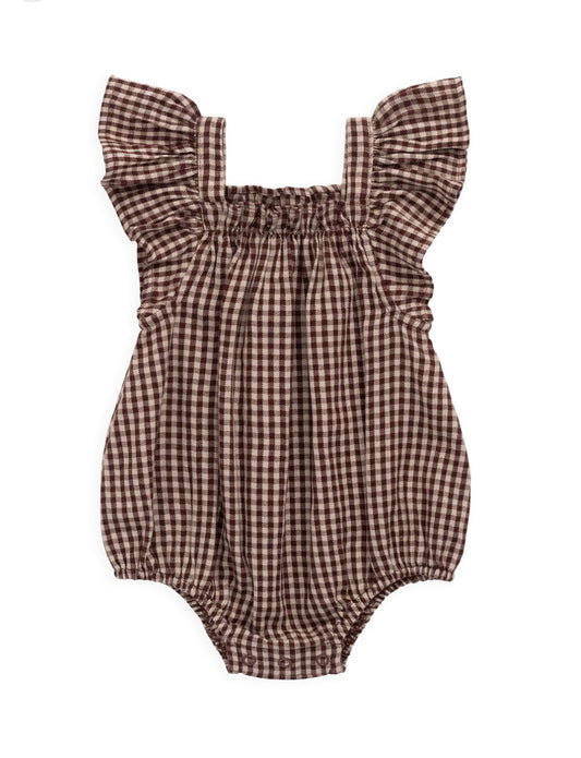 Jamie Kay - Organic Cotton Harriette Playsuit - Cinnamon Gingham