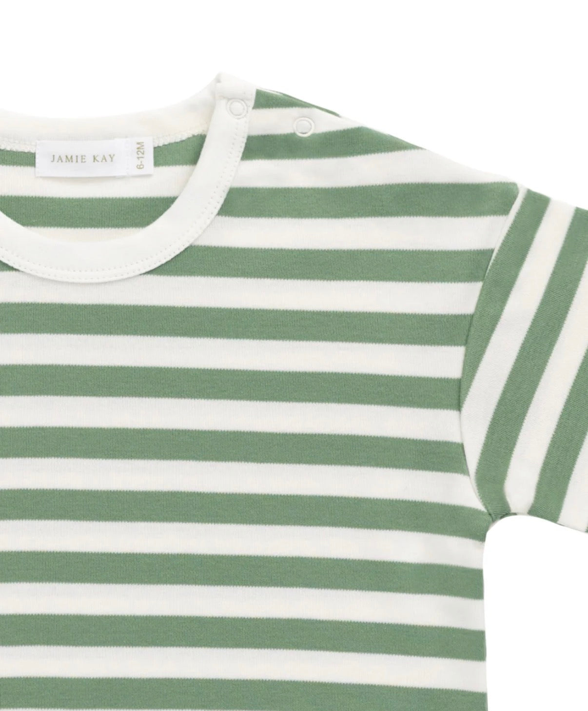 Jamie Kay - Pima Cotton Wesley Tee - Essential Stripe Parchment/Snow Pea