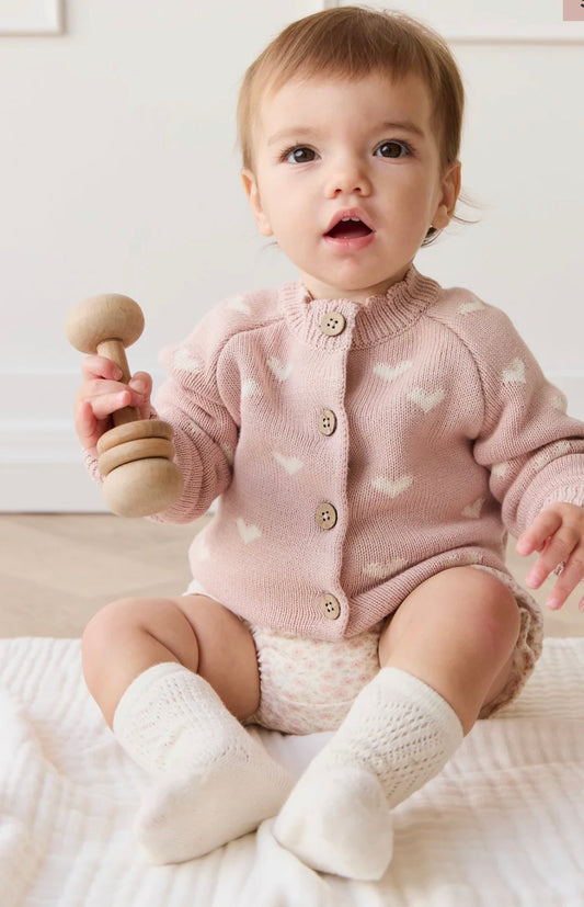 Jamie Kay - Anna Cardigan - Petite Heart Rose Smoke