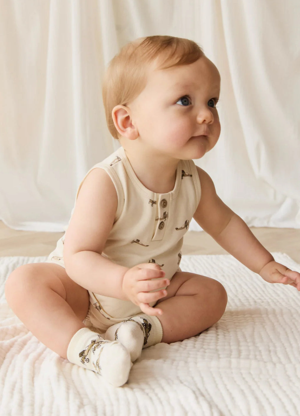Jamie Kay - Pima Cotton Archie Playsuit - Fly High Vanilla Cream