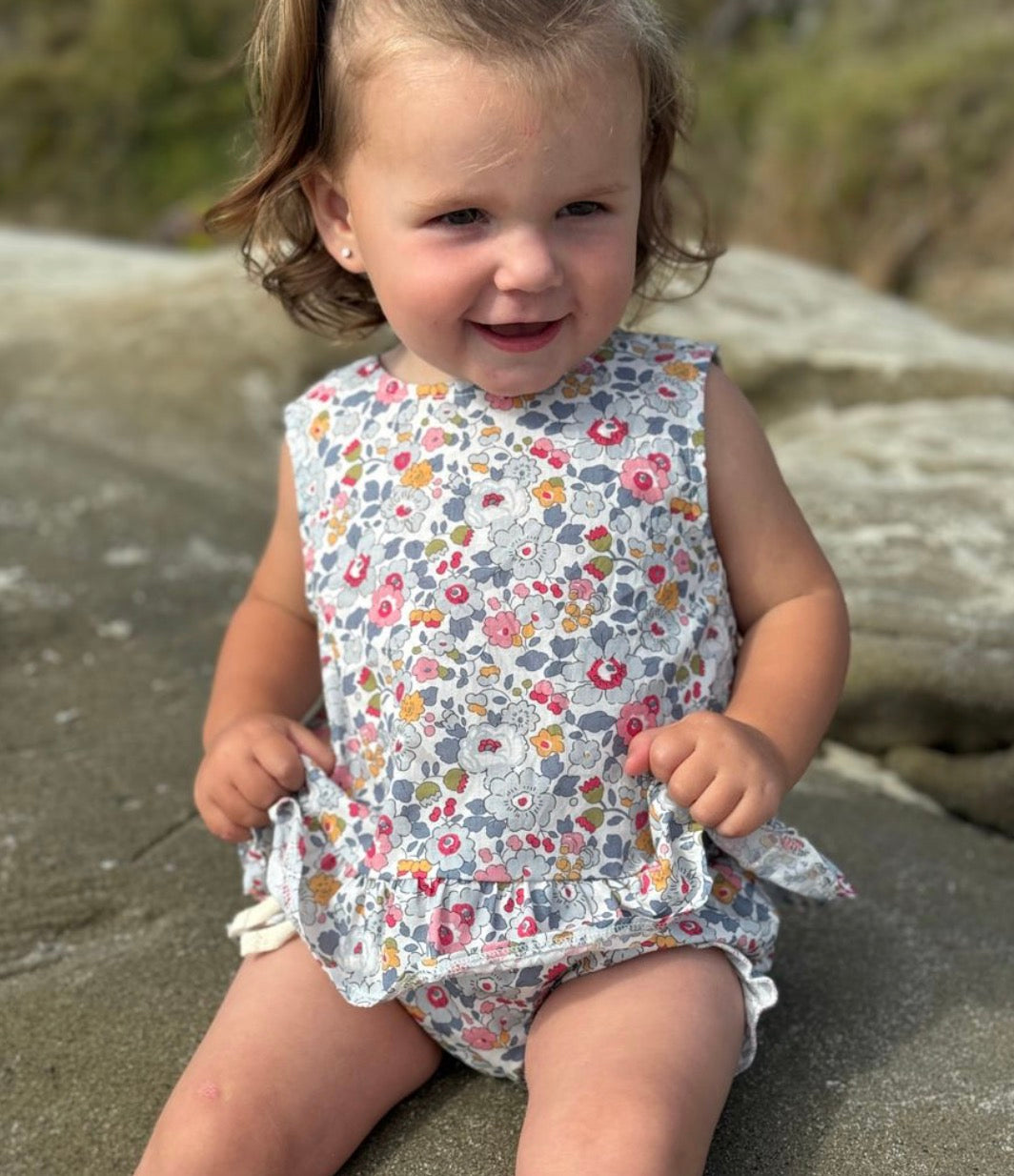 Vignette - Aria Romper Set - Blue Retro Floral