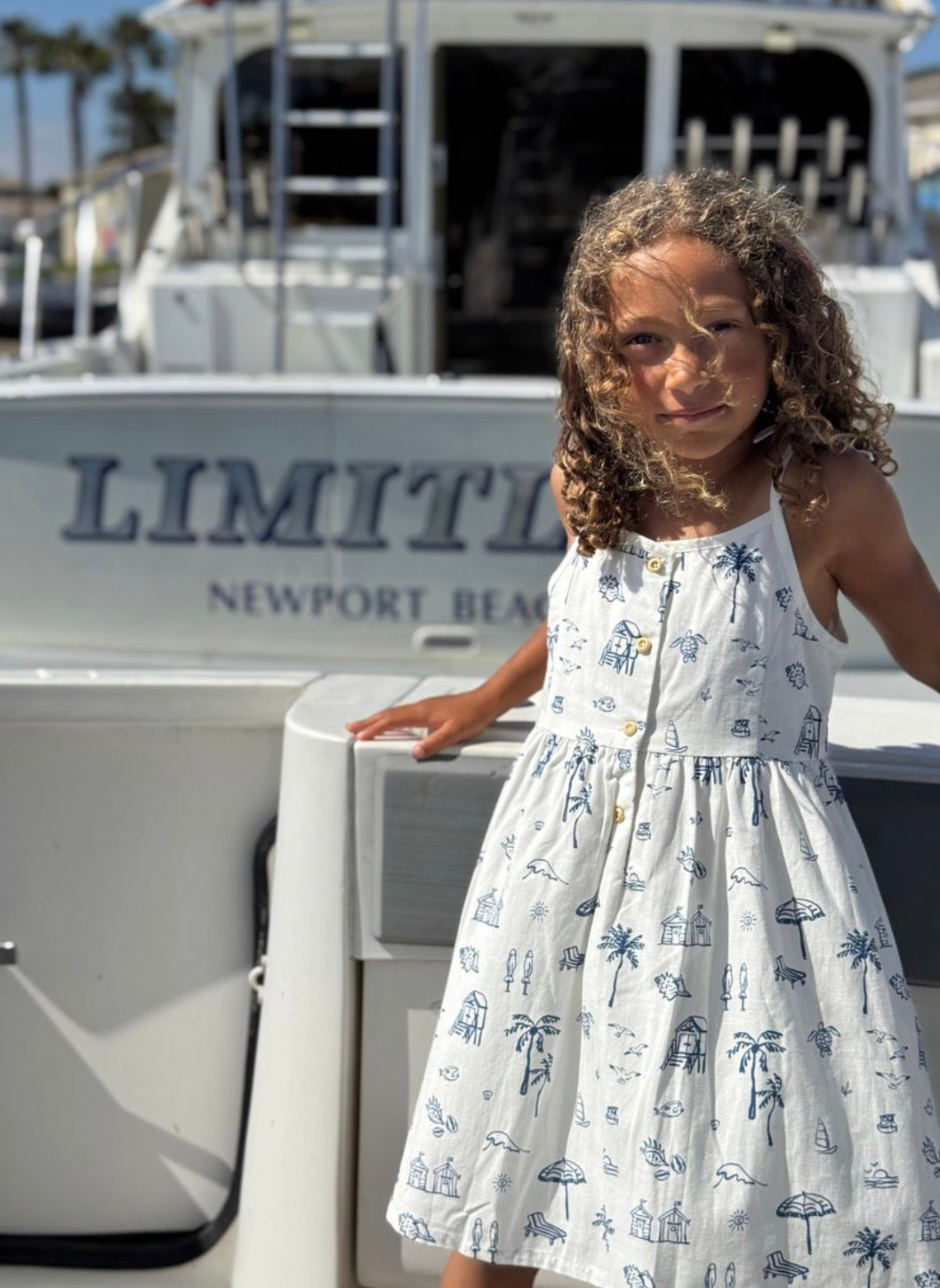 Vignette - Marina Dress - Navy Beach Scene