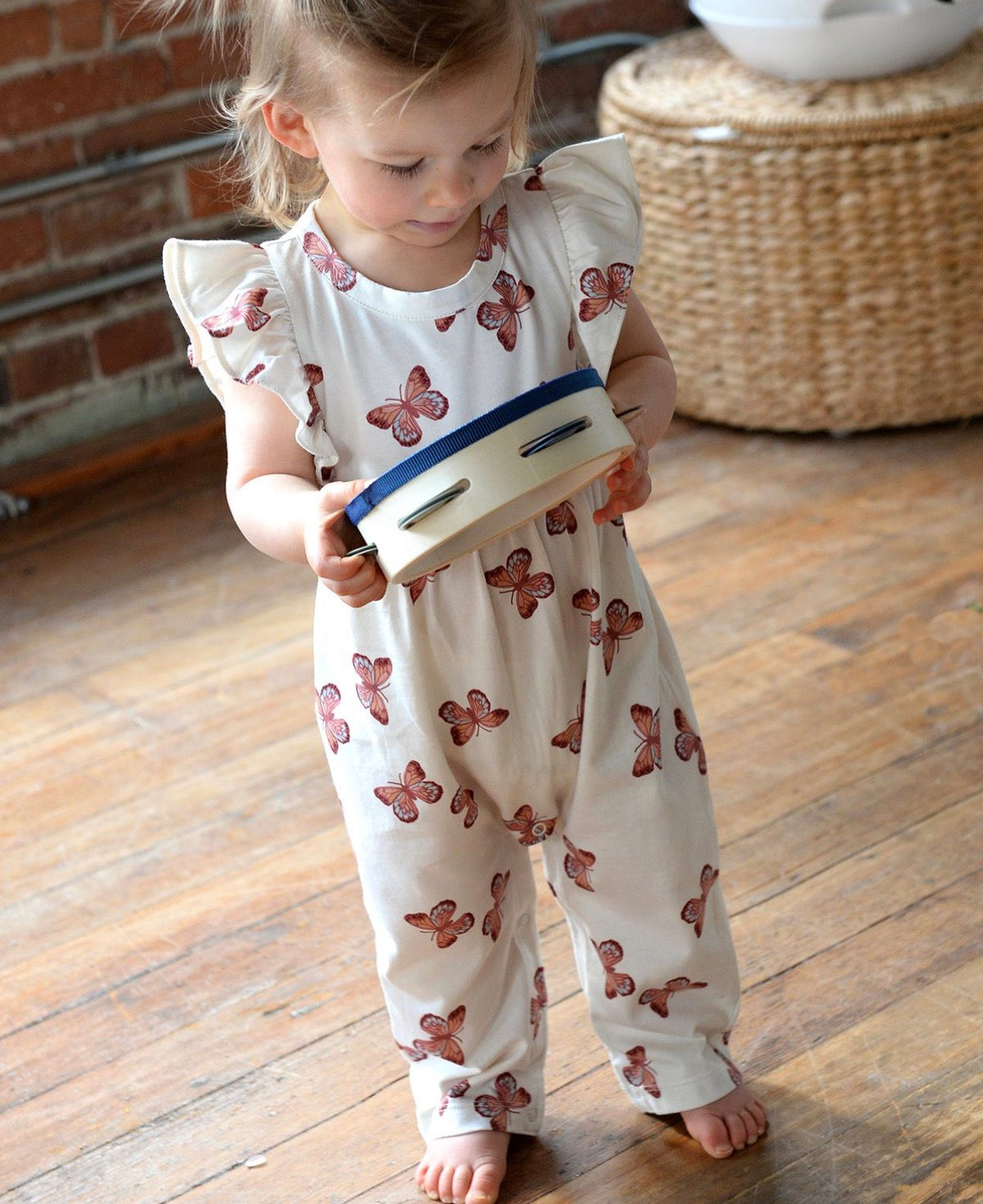 City Mouse Studio - Flutter Long Romper - Butterflies