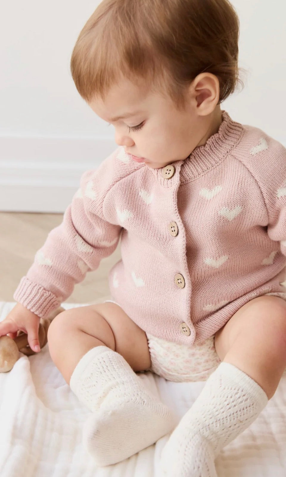 Jamie Kay - Anna Cardigan - Petite Heart Rose Smoke